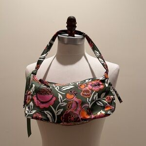 Vera Bradley Small Nylon Shoulder Bag Green with Bubbly Flowers